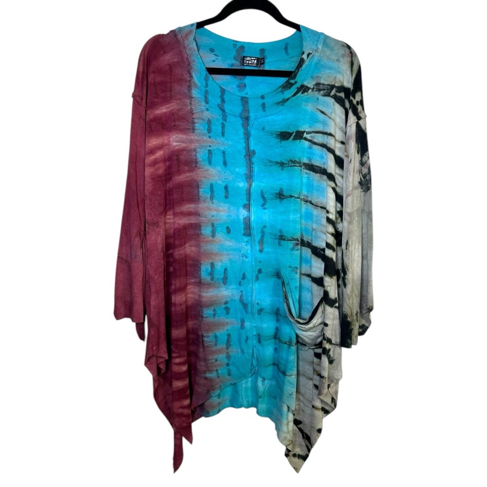 Artofcloth tie dye artsy boho drapey tunic top xl Lagenlook stretchy